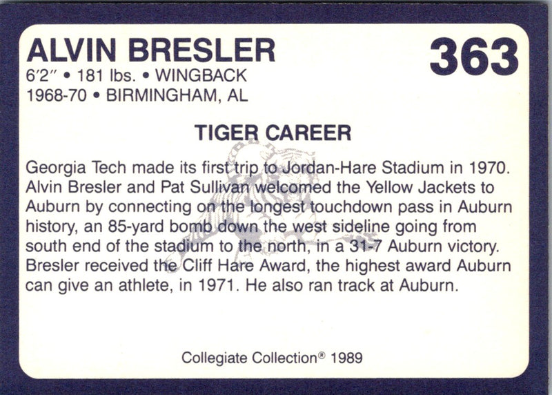 1989 Collegiate Collection Auburn Coke 580 Alvin Bresler