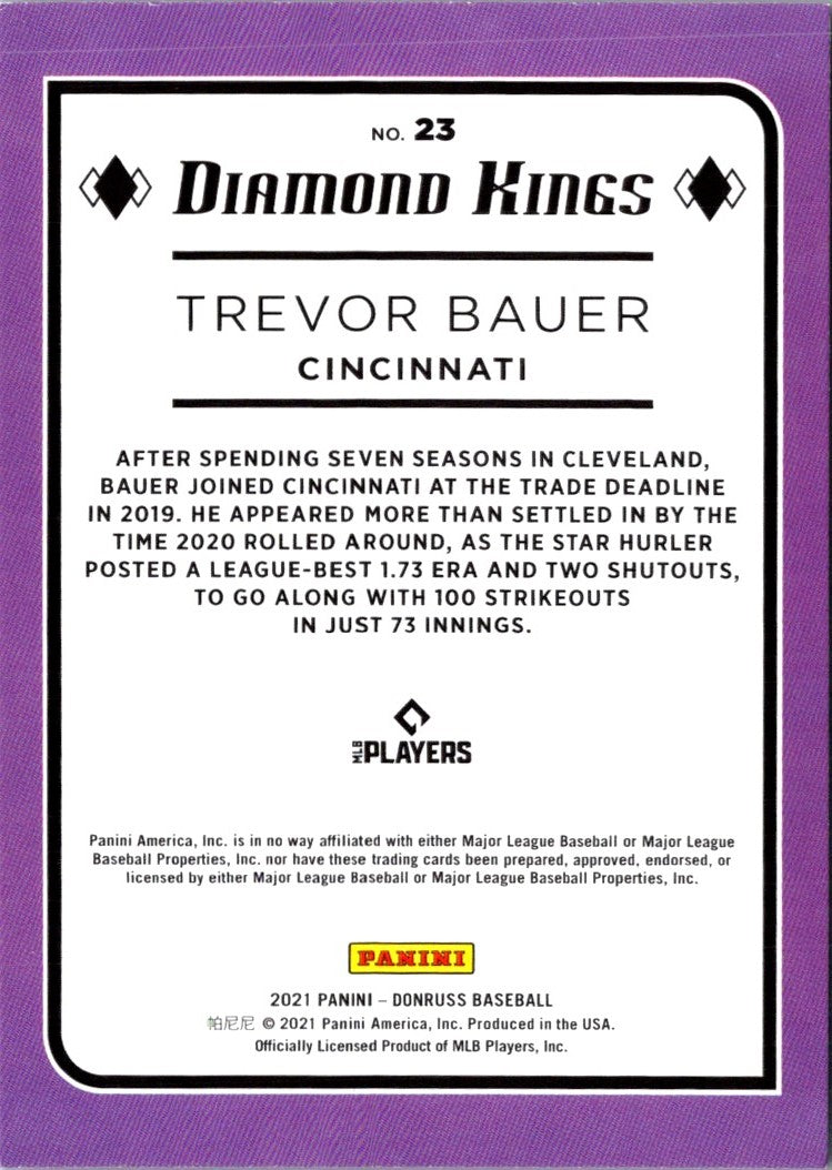 2021 Donruss Holo Purple Trevor Bauer