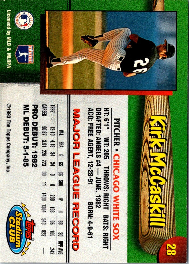 1993 Stadium Club Chicago White Sox Kirk McCaskill