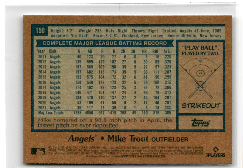 2022 Topps Archives Mike Trout