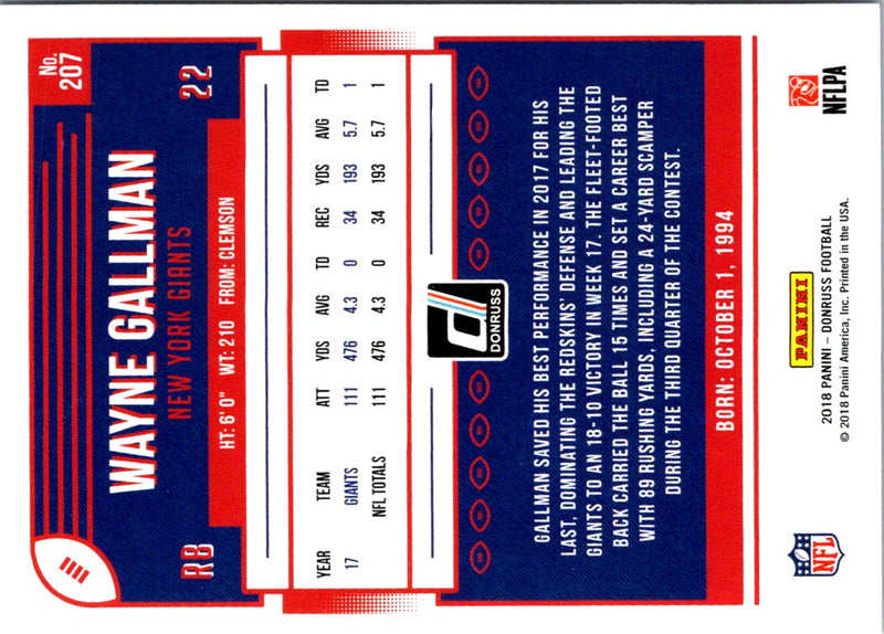 2018 Donruss Wayne Gallman