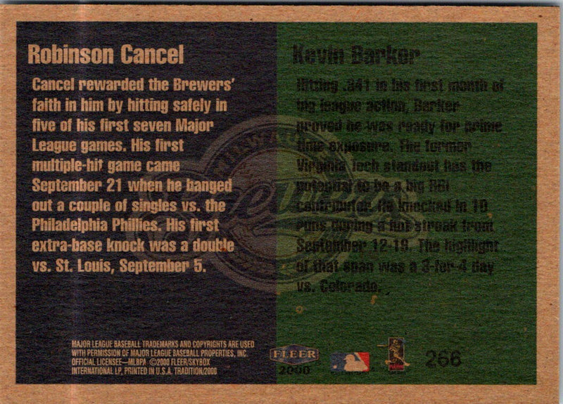 2000 Fleer Tradition Robinson Cancel/Kevin Barker