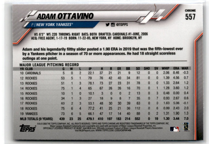 2020 Topps Chrome Sapphire Edition Adam Ottavino