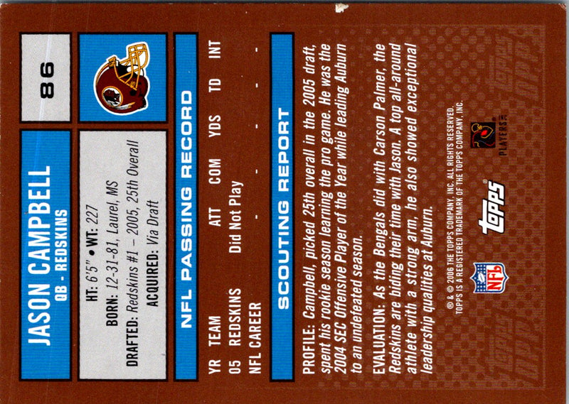2006 Topps Draft Picks & Prospects Jason Campbell