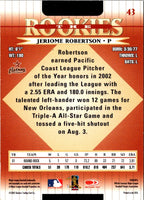 2002 Donruss The Rookies Jeriome Robertson #43 Rookie