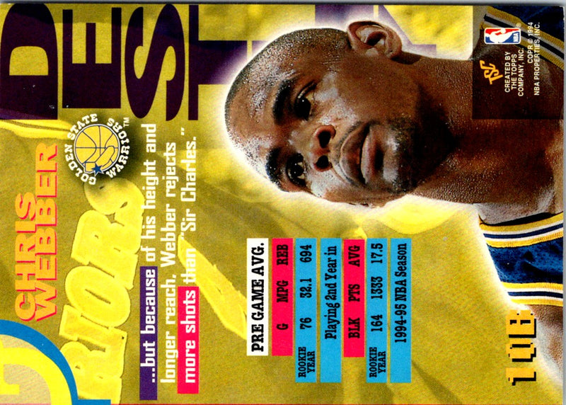 1994 Stadium Club Dynasty and Destiny Members Only Chris Webber