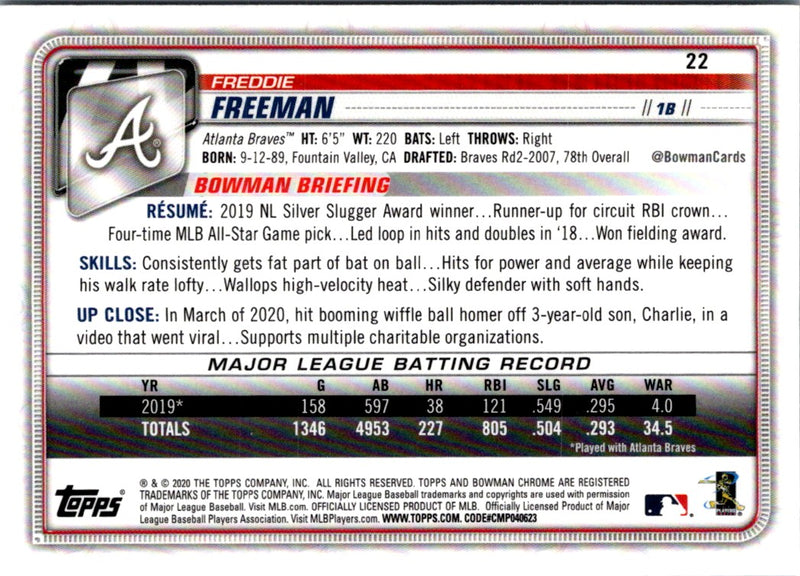 2020 Bowman Chrome Freddie Freeman