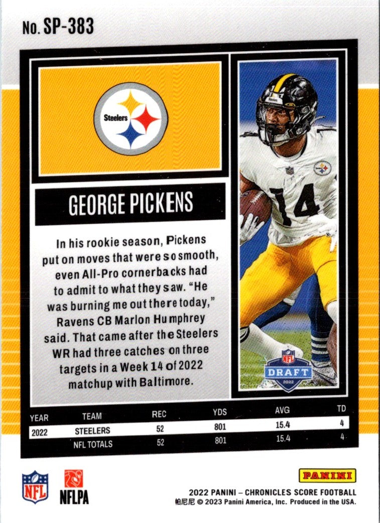 2022 Panini Chronicles Score Premium Rookies George Pickens