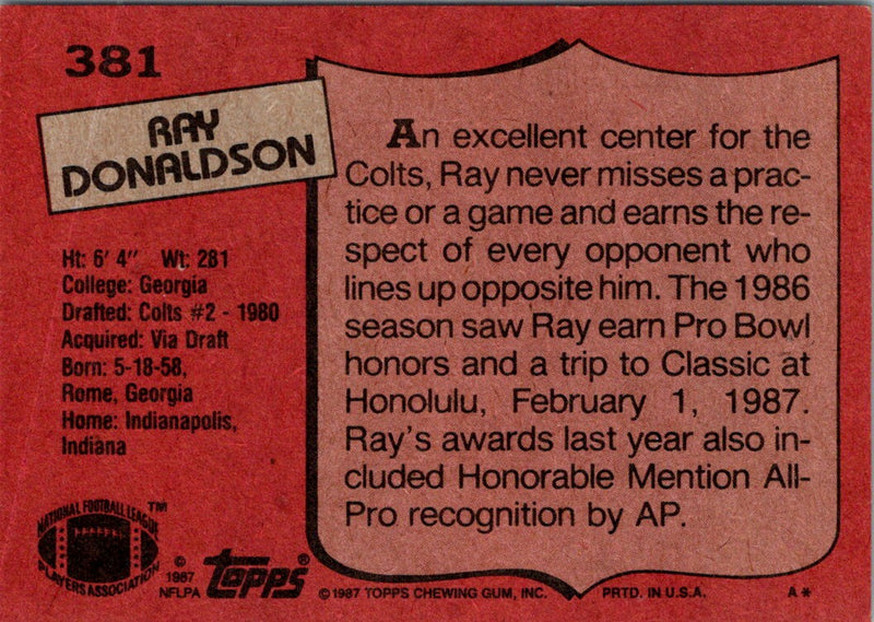 1987 Topps Ray Donaldson