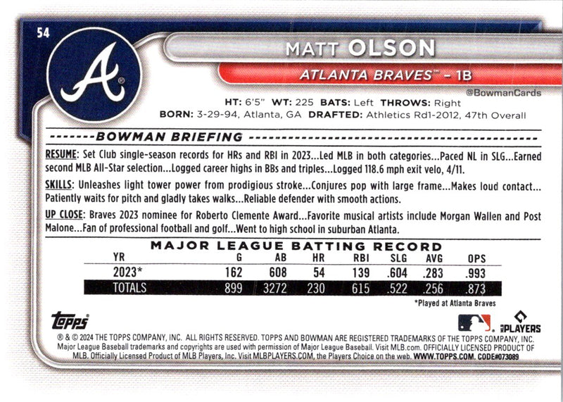 2024 Bowman Matt Olson