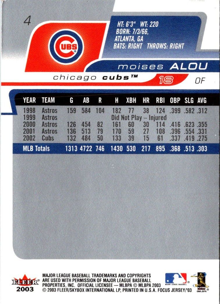 2003 Fleer Focus Jersey Edition Moises Alou