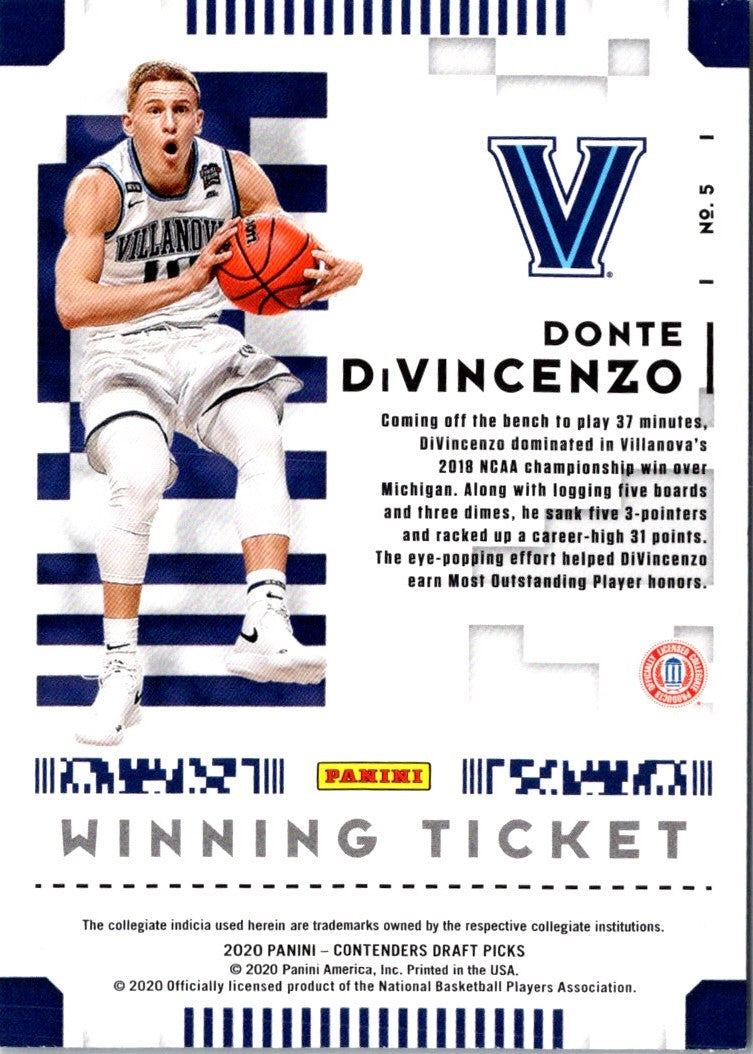 2020 Panini Contenders Draft Picks Winning Tickets Donte DiVincenzo