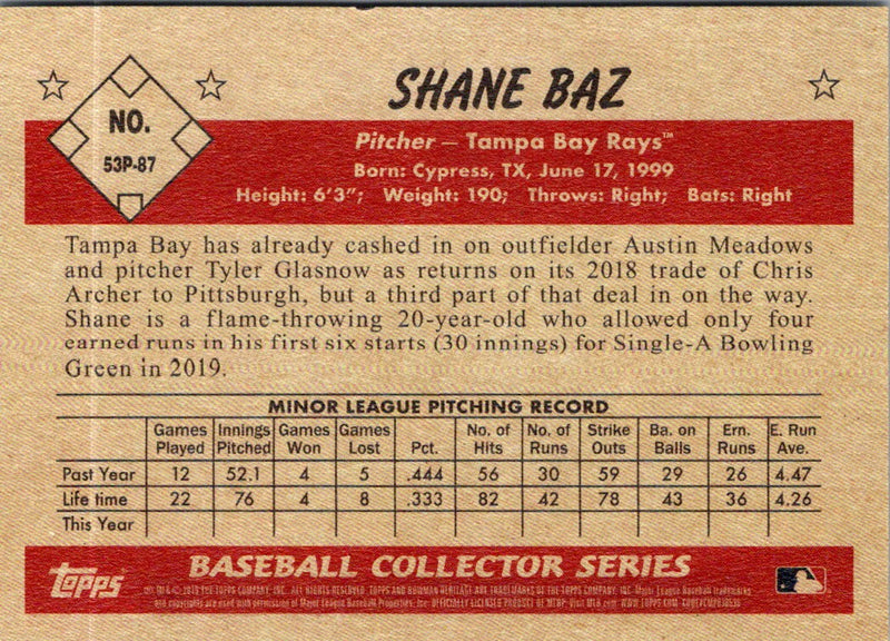 2019 Bowman Heritage Prospects Shane Baz