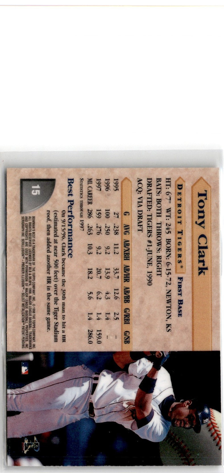 1998 Bowman's Best Tony Clark