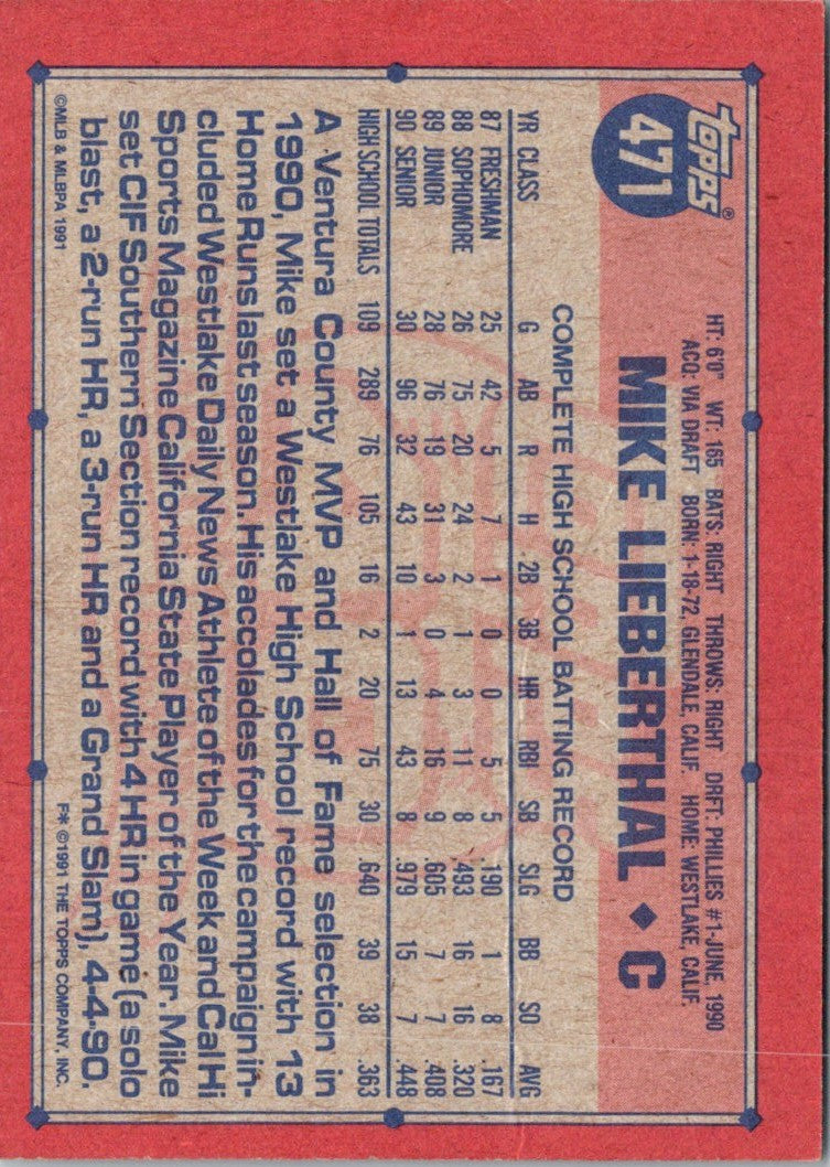 1991 Topps Mike Lieberthal