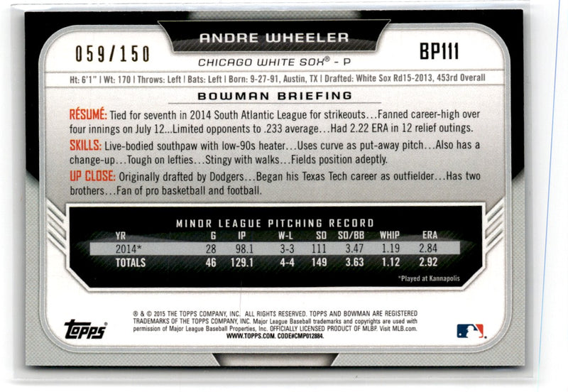 2015 Bowman Prospects Blue Andre Wheeler