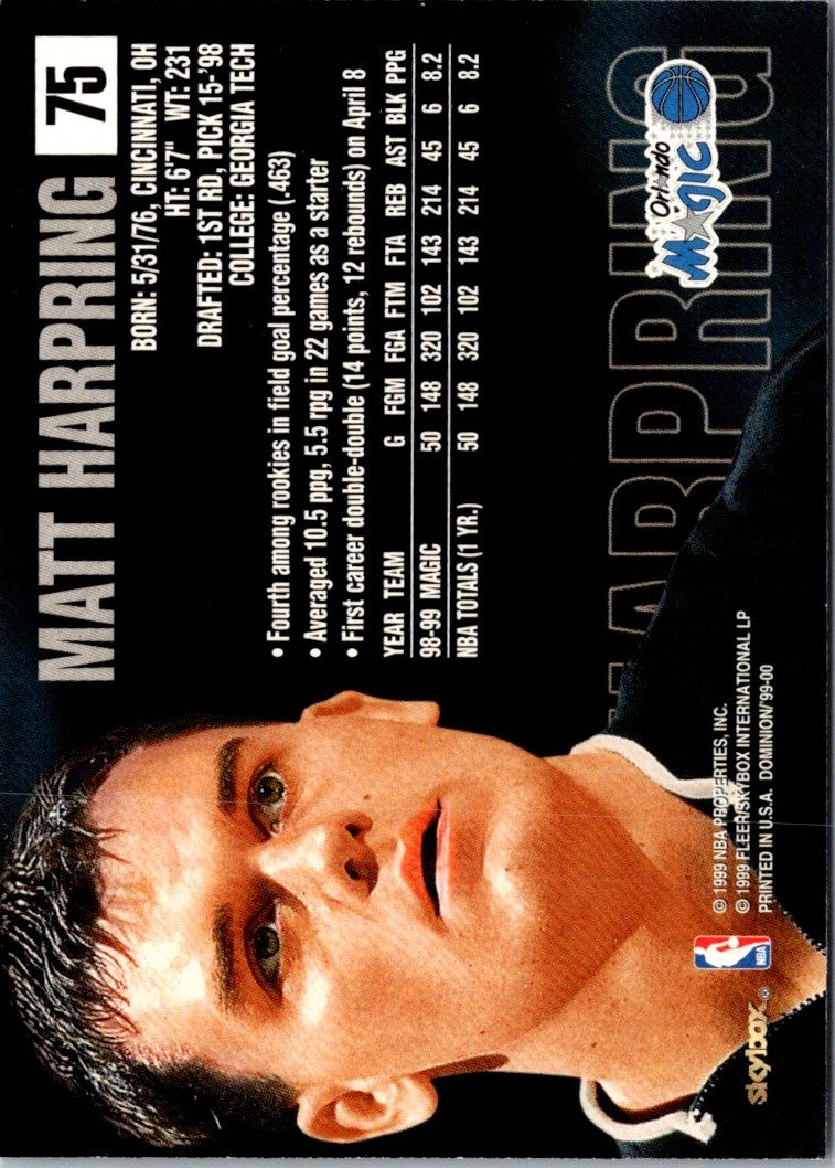1999 SkyBox Dominion Matt Harpring
