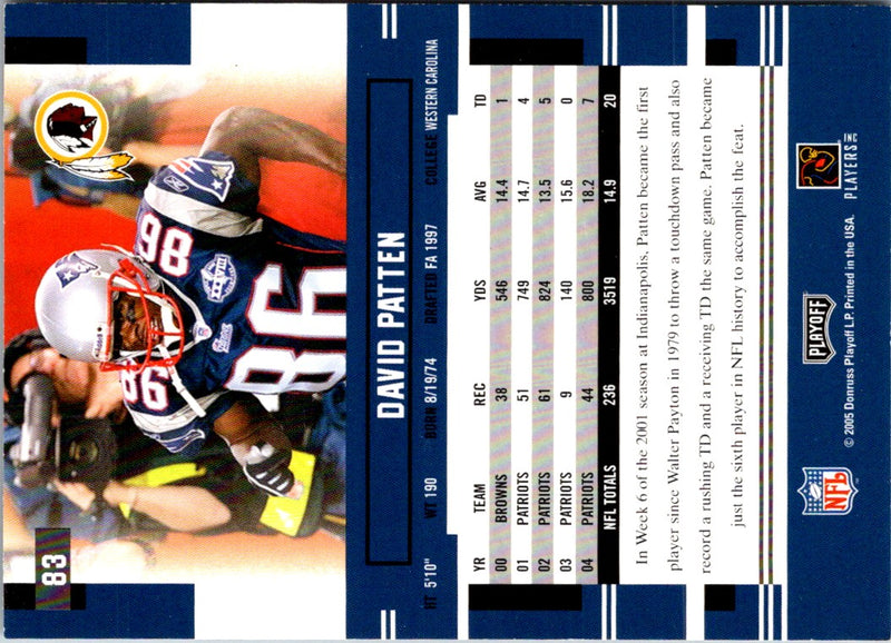 2005 Playoff Prestige David Patten