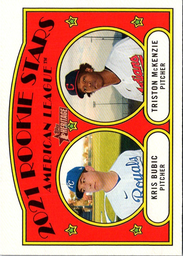 2021 Topps Heritage Red 2021 Rookie Stars- American League - Kris Bubic/Triston McKenzie #375