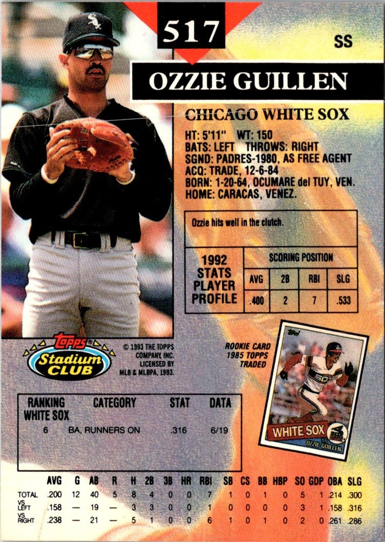 1993 Stadium Club Members Only Ozzie Guillen