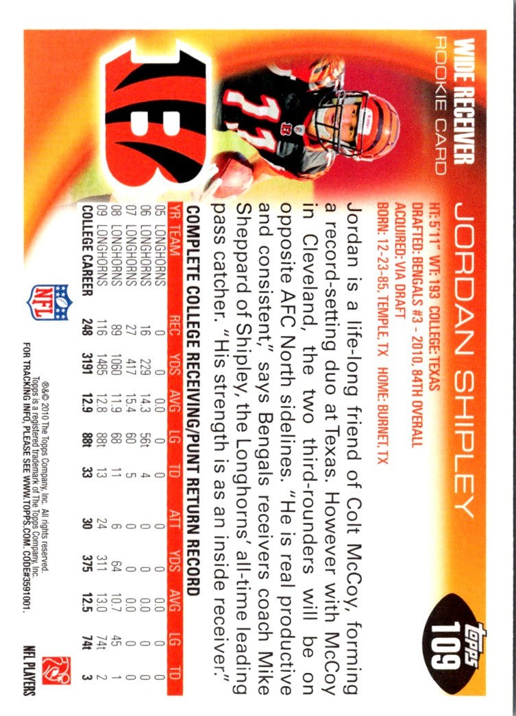 2010 Topps Platinum Jordan Shipley