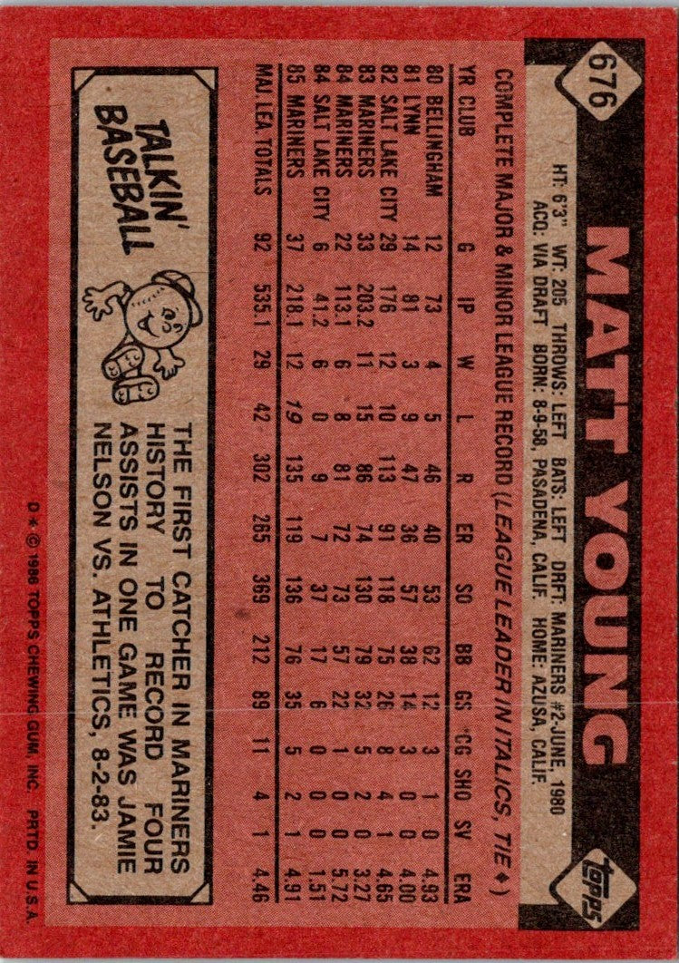 1986 Topps Matt Young