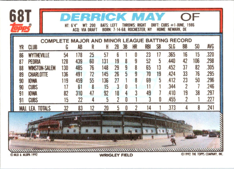 1992 Topps Traded Derrick May