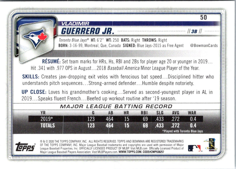 2020 Bowman Vladimir Guerrero Jr.