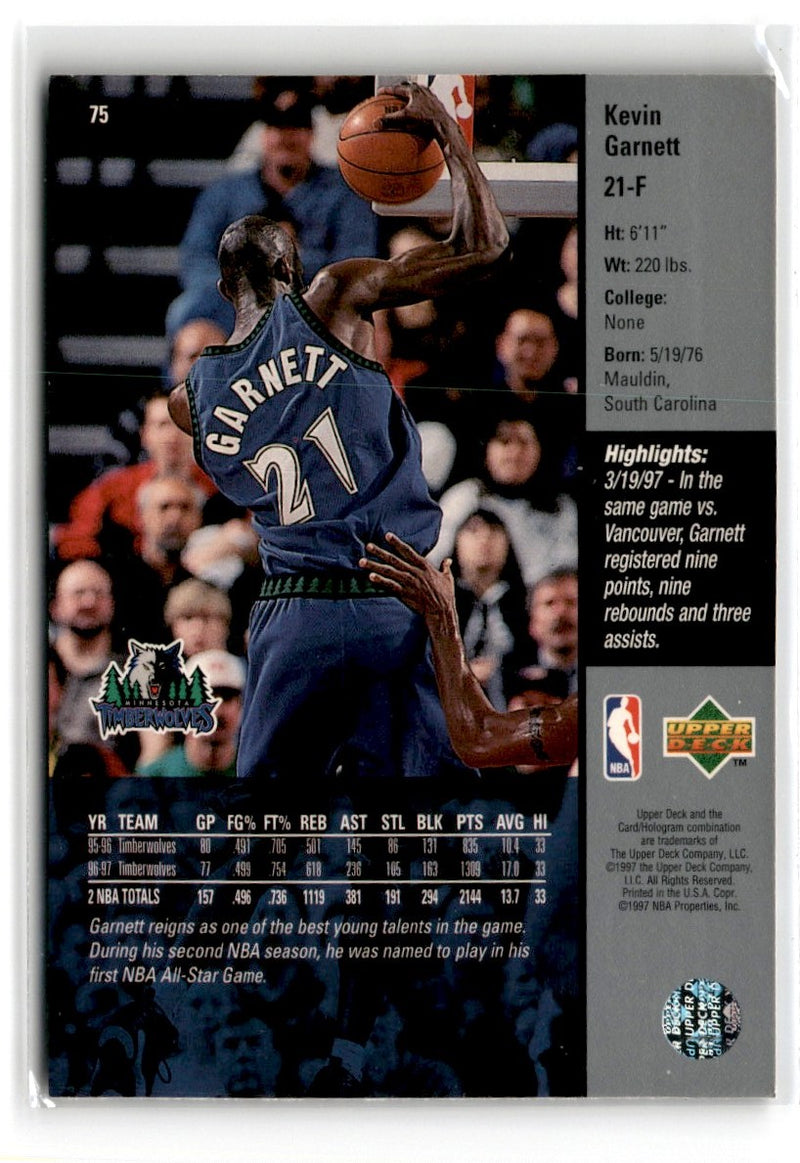 1997 Upper Deck Game Dated Memorable Moments Kevin Garnett