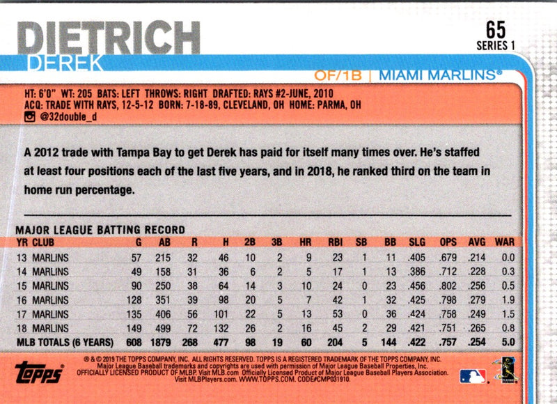 2019 Topps Derek Dietrich