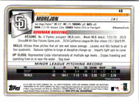 2020 Bowman Chrome Adrian Morejon #48 Rookie