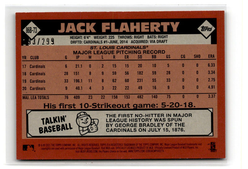 2021 Topps 1986 Baseball 35th Anniversary Black Jack Flaherty