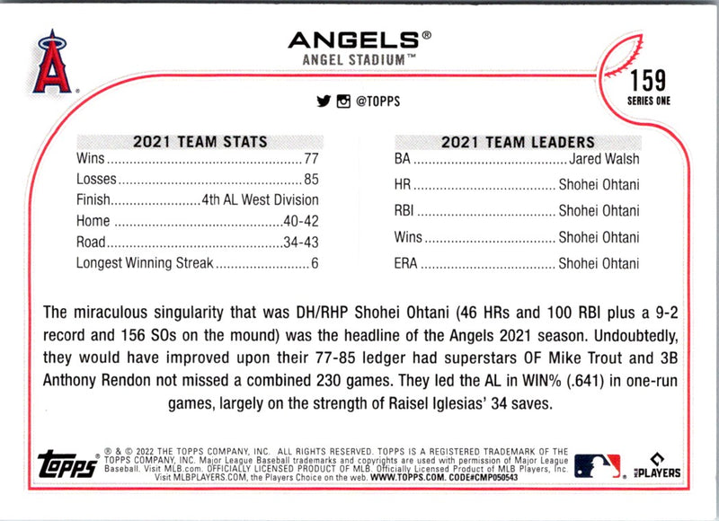 2022 Topps Gold Los Angeles Angels