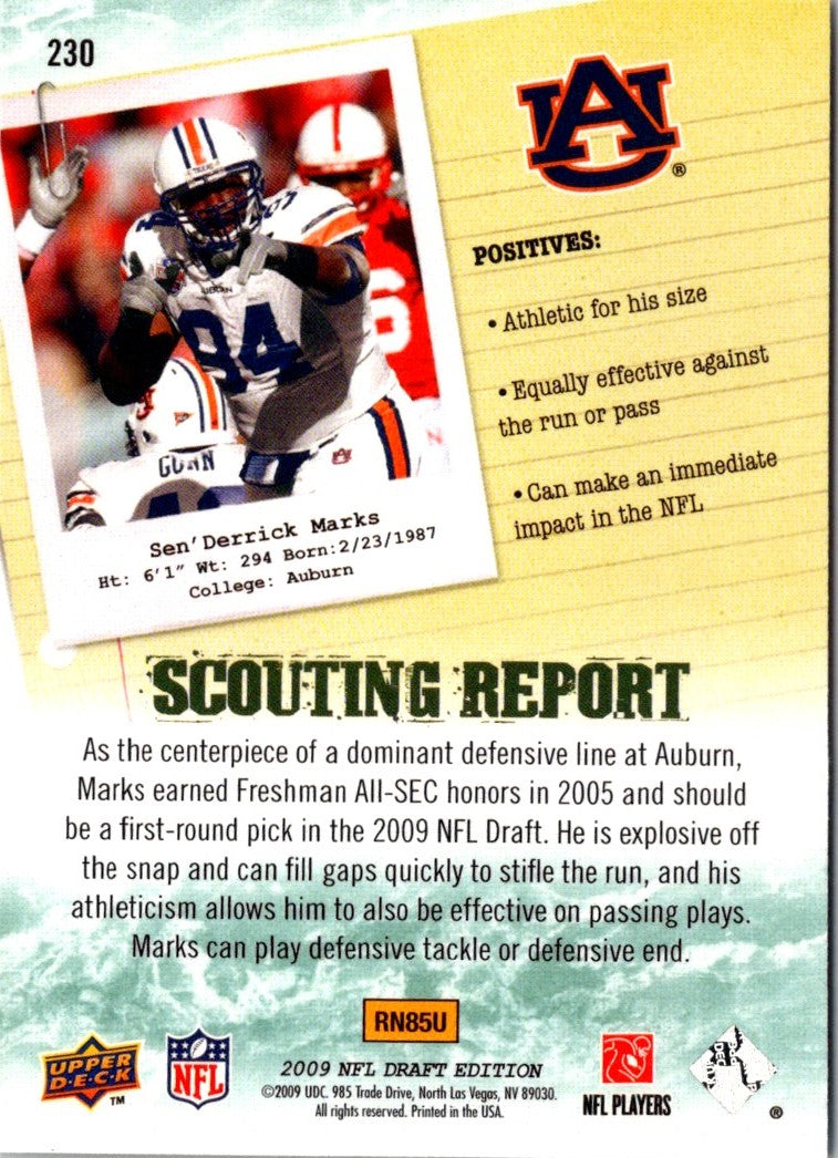 2009 Upper Deck Draft Edition Sen'Derrick Marks