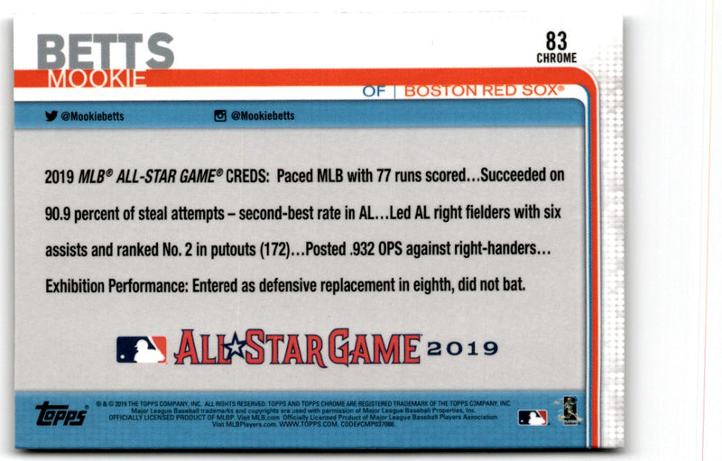 2019 Topps Chrome Update Edition Mookie Betts