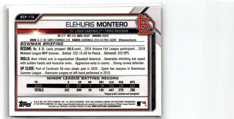 2021 Bowman Chrome Prospects Atomic Refractor Elehuris Montero