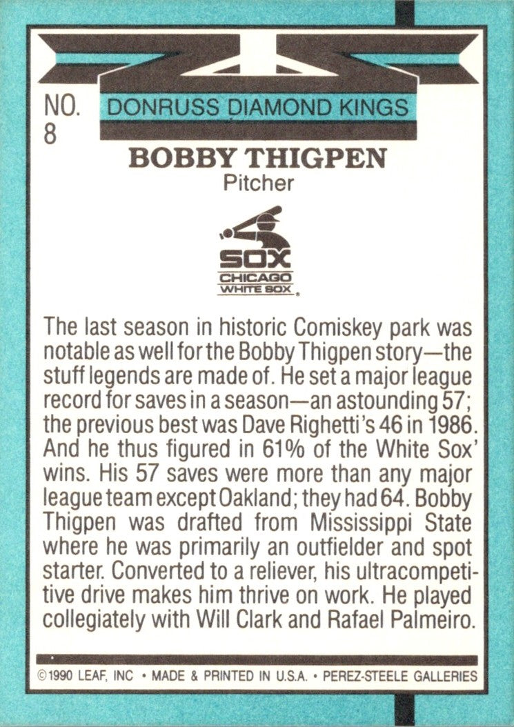 1991 Donruss Super Diamond Kings Bobby Thigpen