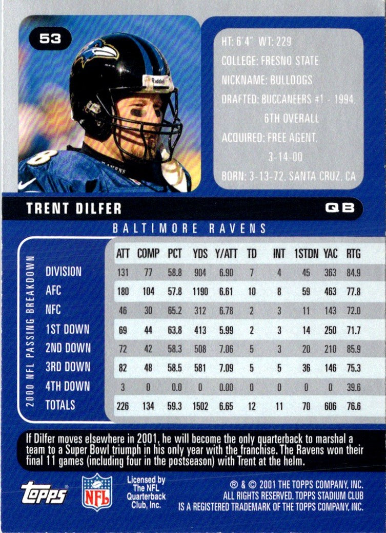2001 Stadium Club Trent Dilfer