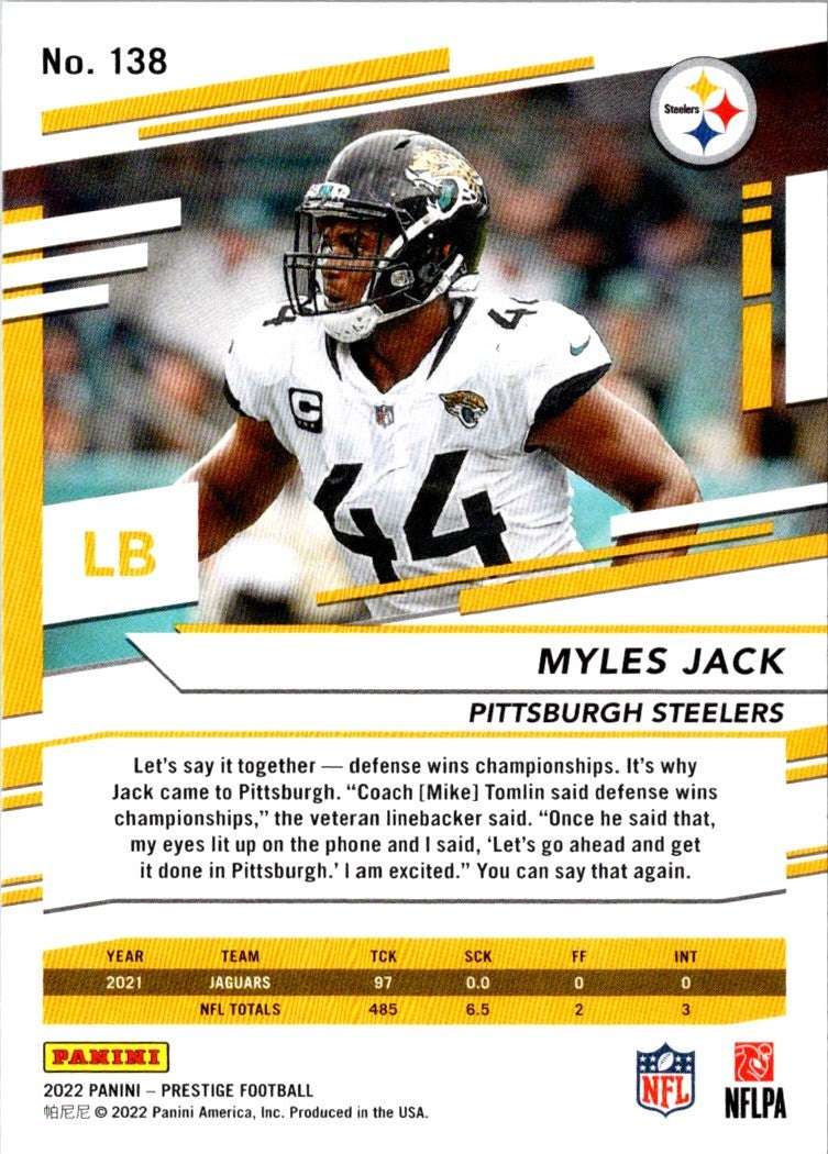 2022 Panini Prestige Myles Jack