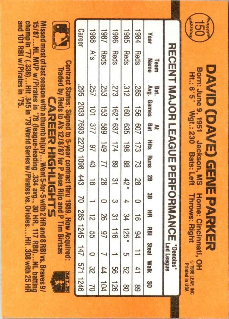 1989 Donruss Dave Parker