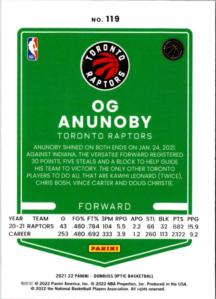 2021 Donruss Optic Red OG Anunoby