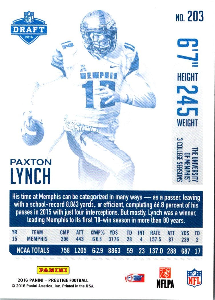 2016 Panini Prestige Paxton Lynch