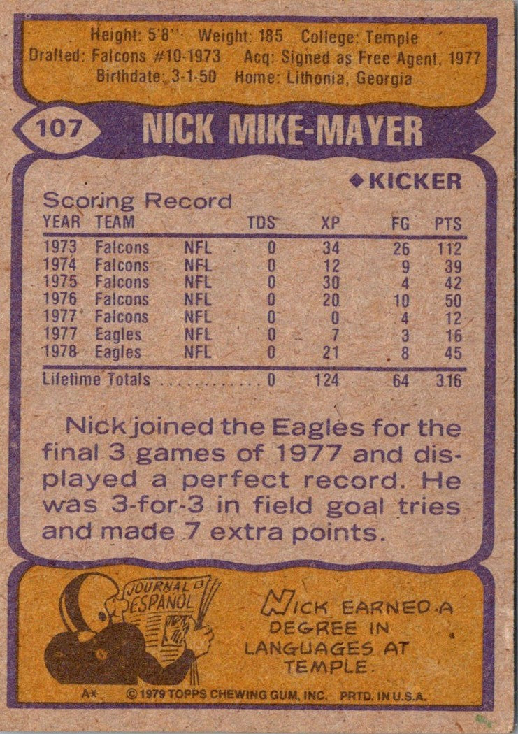 1979 Topps Nick Mike-Mayer