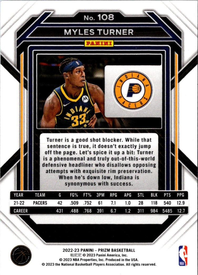 2022 Panini Prizm Myles Turner