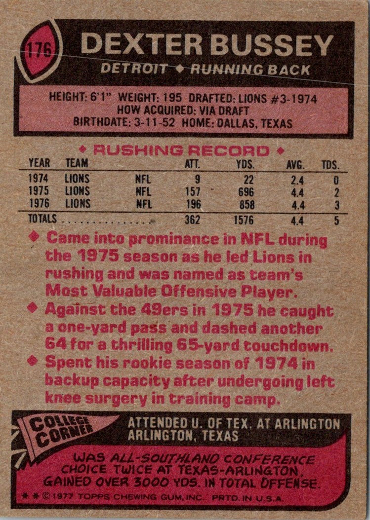 1977 Topps Dexter Bussey