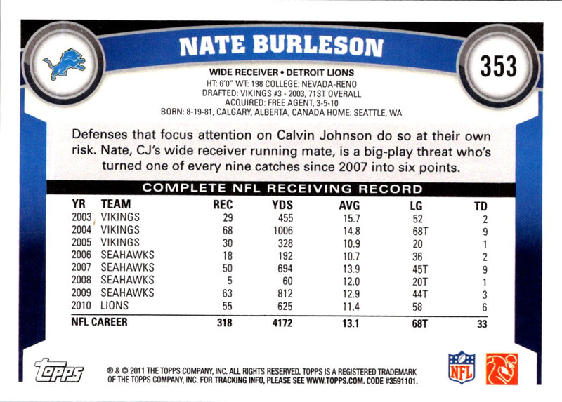 2011 Topps Nate Burleson