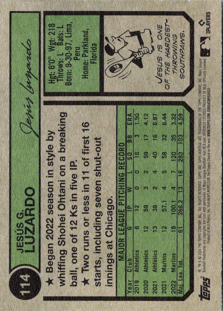 2023 Topps Heritage JesÃºs Luzardo