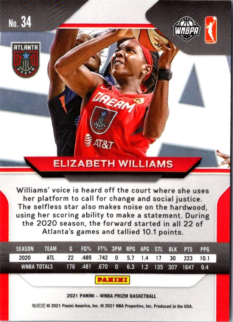 2021 Panini Prizm WNBA Elizabeth Williams