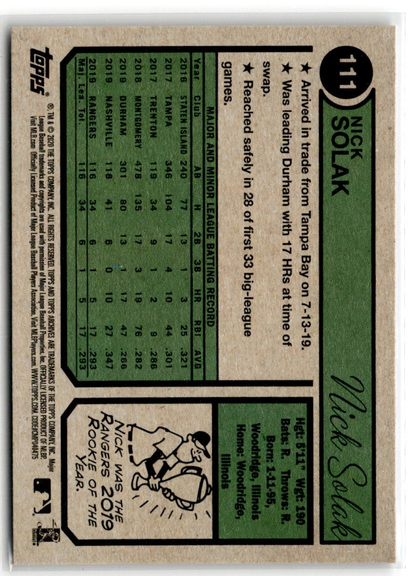 2020 Topps Archives Nick Solak