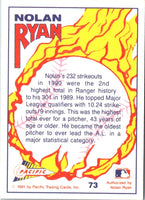 1991 Pacific Nolan Ryan Texas Express I 232 Strikeouts in 1990 #73